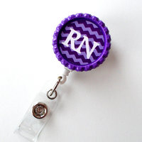 RN Chevron - ID Badge Reel - Name Tag Badge - Nursing Badge - Nurse Badge Clip - Cute ID Badge Reel - Thumbnail 2