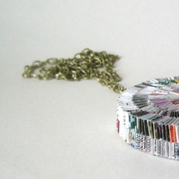 Eco Necklace - Layered Junk Mail on Brass Chain - Thumbnail 2