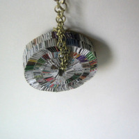 Eco Necklace - Layered Junk Mail on Brass Chain - Thumbnail 3