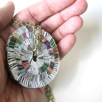 Eco Necklace - Layered Junk Mail on Brass Chain - Thumbnail 4