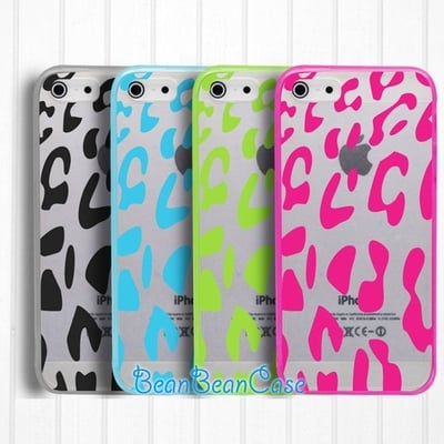 Leopard print iphone 6 6 plus case, 5c 5s 5 4 4s clear case, samsung galaxy s4 s5 clear case, transparent cover extra protection (l08)