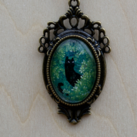 Nami the interdimensional traveller OOAK watercolor pendant 18mm x 25mm - Thumbnail 1