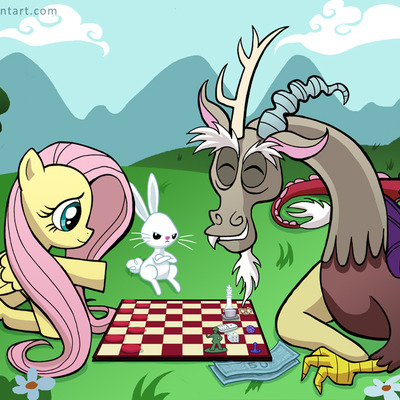 My little pony fluttershy and discord you go first