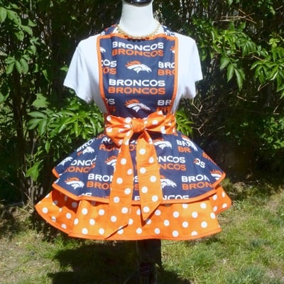 Denver bronco's womens apron, aprons, womens football apron, flirty apron