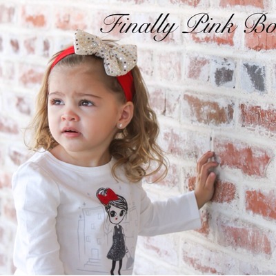 Champagne sequin bow on red headwrap 