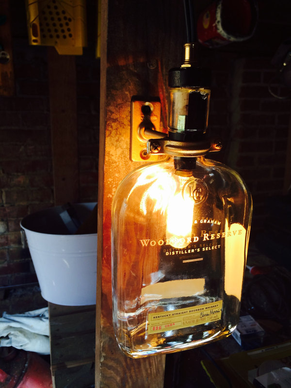 Upcycled Woodford Reserve Bourbon Whiskey Bottle Lamp