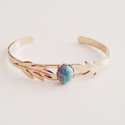 Turquoise leaf bangle