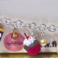 Kawaii Cute Miniature Food Bracelets - Chocolate Lovers Charms Bracelets - Sterling Silver - Thumbnail 3