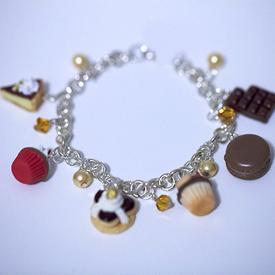 Kawaii cute miniature food bracelets - chocolate lovers charms bracelets - sterling silver