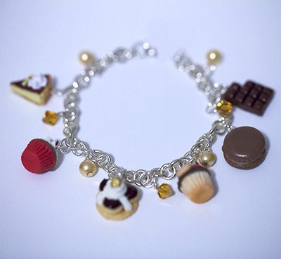 Kawaii Cute Miniature Food Bracelets - Chocolate Lovers Charms Bracelets - Sterling Silver