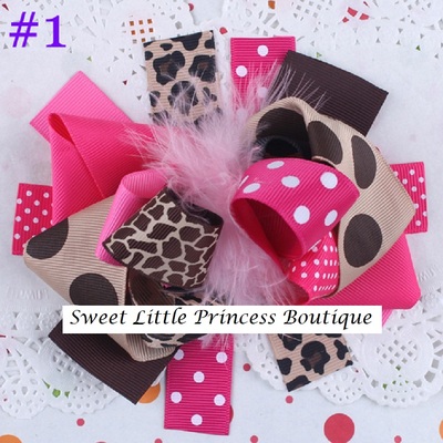 Large Hair Bows Boutique hair clip Feather Hair Bow Baby girl hair clips Flower Clip Hairpin 