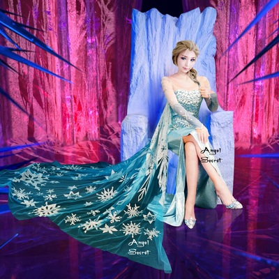 J888 movies frozen snow queen elsa cosplay costume top version dress tailor made