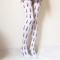 You are purrfect // painted cat pattern tights-pantyhose - Thumbnail 1