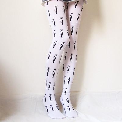 You are purrfect // painted cat pattern tights-pantyhose