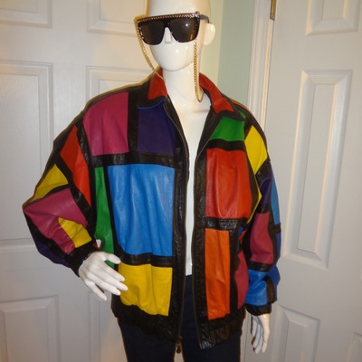 Vintage preston & york colorful leather jacket size xl