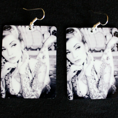 Cherry dollface poolside b&w earrings