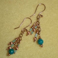 Copper and Turquoise Color Jasper Earrings - Thumbnail 1