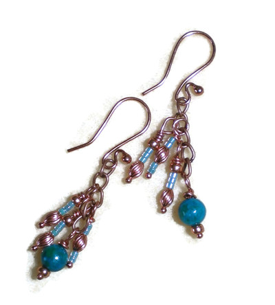 Copper and Turquoise Color Jasper Earrings