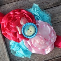 free shipping new frozen ice hair band flower headband elsa anna bow elastic nwt - Thumbnail 4