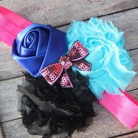 new frozen ice hair band flower headband elsa anna bow elastic nwt free shipping - Thumbnail 1