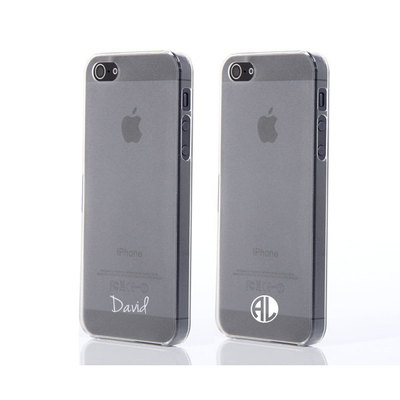 Two cases pair - custom personalized name, monogram initial case for iphone 5/5s, ultra slim semi-transparent matte cover