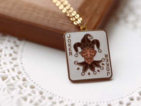 vintage playcard joker necklace.