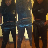 Leather Black " Sweatpant "Joggers - Thumbnail 1