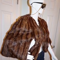 Vintage Brown Fur Stole W Arm Slots  - Thumbnail 1