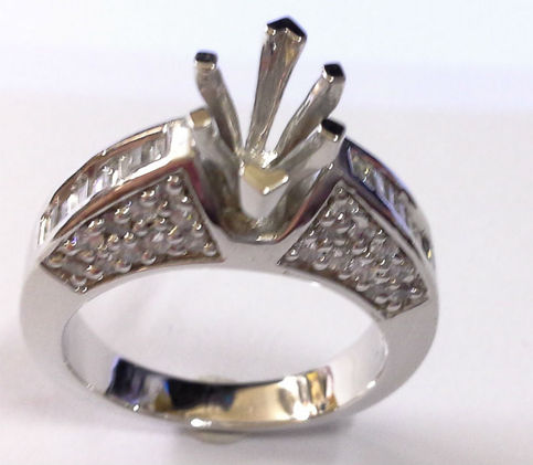 Heart Shape Crawl Filled CZ Stone Ring Band Platinum Sterling Stainless Ring