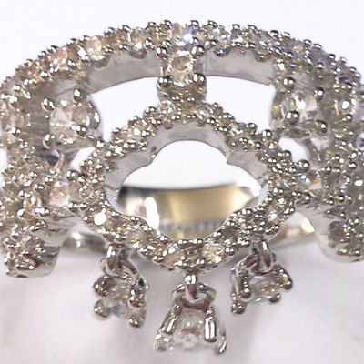 Cz filled stone hanging style nice platinum sterling stainless silver color ring