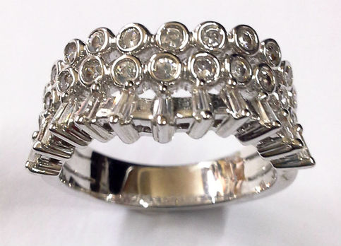 3 Roll CZ Filled Stone Platinum Sterling Stainless Silver Color Ring