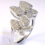 Couple BUTTERFLY Cubic Zirconia Platinum Sterling Stainless Silver Color Ring - Thumbnail 3