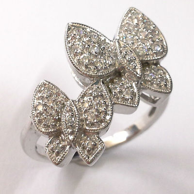 Couple butterfly cubic zirconia platinum sterling stainless silver color ring