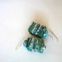 Eco Lovely Paper Earrings - Blue and Green  - Thumbnail 2
