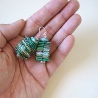 Eco Lovely Paper Earrings - Blue and Green  - Thumbnail 3