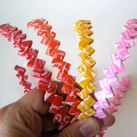 Sweet Eco Headband -- Made With Starburst Wrappers -- Color Choices - Red, Orange, Yellow, Pink - Thumbnail 1