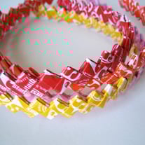 Sweet Eco Headband -- Made With Starburst Wrappers -- Color Choices - Red, Orange, Yellow, Pink
