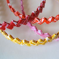 Sweet Eco Headband -- Made With Starburst Wrappers -- Color Choices - Red, Orange, Yellow, Pink - Thumbnail 3