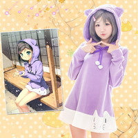 Kawaii cute cat ears hoodie - Thumbnail 1