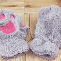 Women Faux Fur Cat Gloves - Thumbnail 4