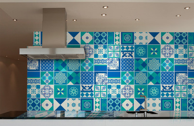 Indigo Tiles Sticker Decal for Kitchen Remodelation (Pack 36)