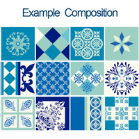 Indigo Tiles Sticker Decal for Kitchen Remodelation (Pack 36) - Thumbnail 2