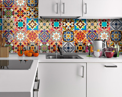 Wall Decor Sticker Tiles Traditional Talavera (Pack 48)