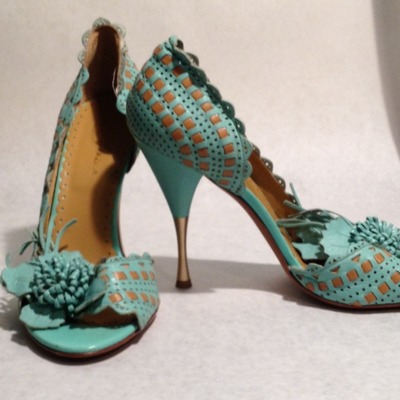 Bcbg aqua bronze heels