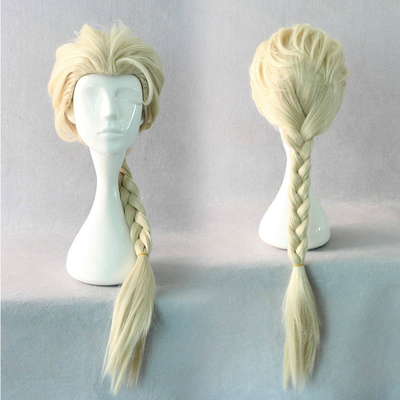 Cosplay frozen queen elsa braided pale gold wig free ship sp141192 - Thumbnail 3