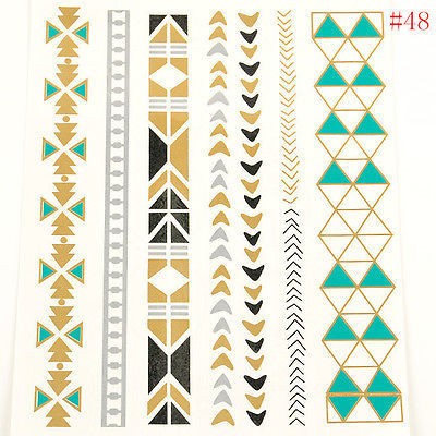 Temporary tattoos/flash tattoos (1 sheet) design:teal and tribal