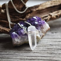 Clear Quartz Point Necklace, Crystal Point Necklace, Wire Wrapped Crystal, Healing Crystal