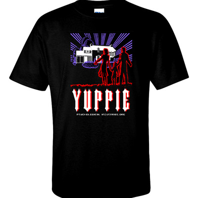Yuppie - on black t - by psychological industries