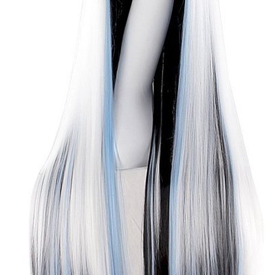 Anime long straight-anime wig-40" inch/ 100cm-color-white/blue/black-womens