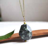 African Turquoise Necklace, Spring Jewelry Green Necklace for Her, Mother's Day Gift for Her, Chunky Stone Necklace Canadian Shop - Thumbnail 5